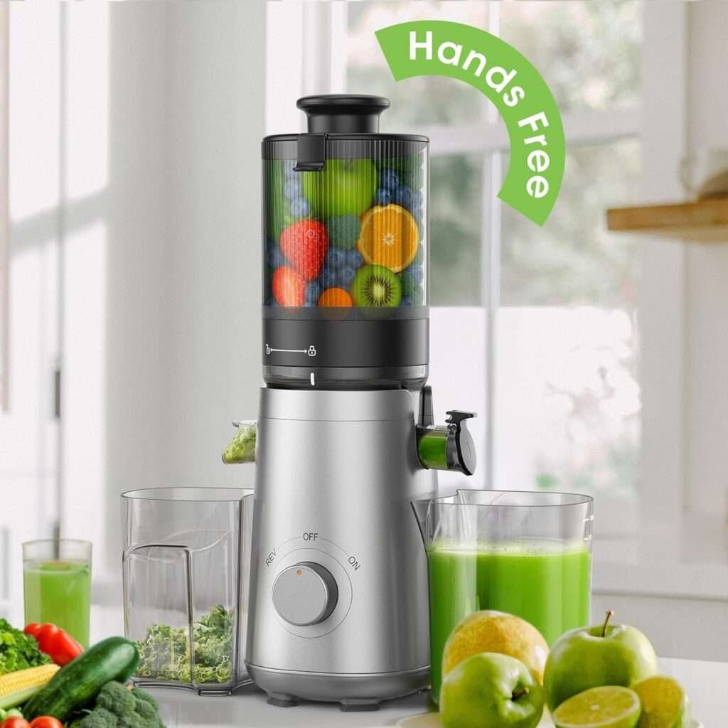 Juicer Machines, 5.8 Wide Feed Chute Cold Press Juicer for Whole Vegetables Fruits, High Juice Yield, BPA Free (Slivery)