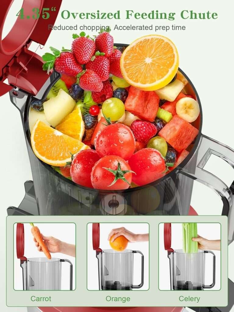 Juicer Machines Cold Press Juicers - 4.4 Extra Wide Feed Chute, Masticating Juicer Machine for Vegetable and Fruit, Quiet, Easy to Clean Assemble Juicer Machines Cold Press Juicers - 4.4 Extra Wide Feed Chute, Masticating Juicer Machine for Vegetable and Fruit, Quiet, Easy to Clean Assemble