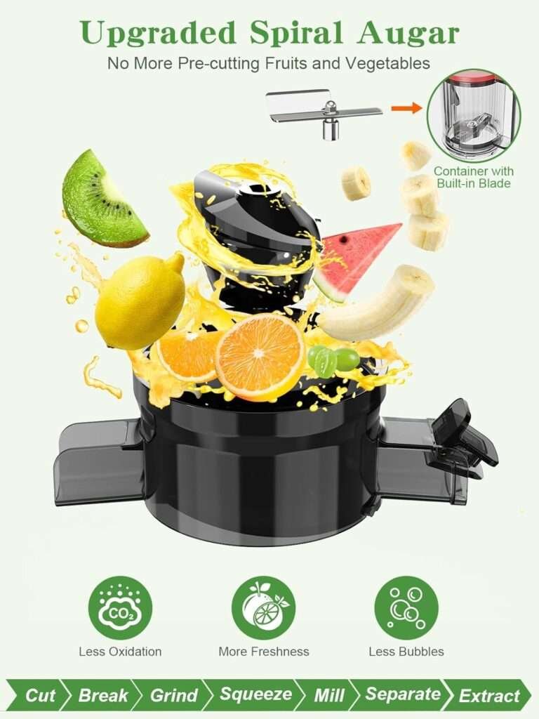 Juicer Machines Cold Press Juicers - 4.4 Extra Wide Feed Chute, Masticating Juicer Machine for Vegetable and Fruit, Quiet, Easy to Clean Assemble Juicer Machines Cold Press Juicers - 4.4 Extra Wide Feed Chute, Masticating Juicer Machine for Vegetable and Fruit, Quiet, Easy to Clean Assemble